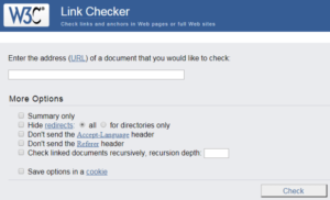 W3C link checker tool